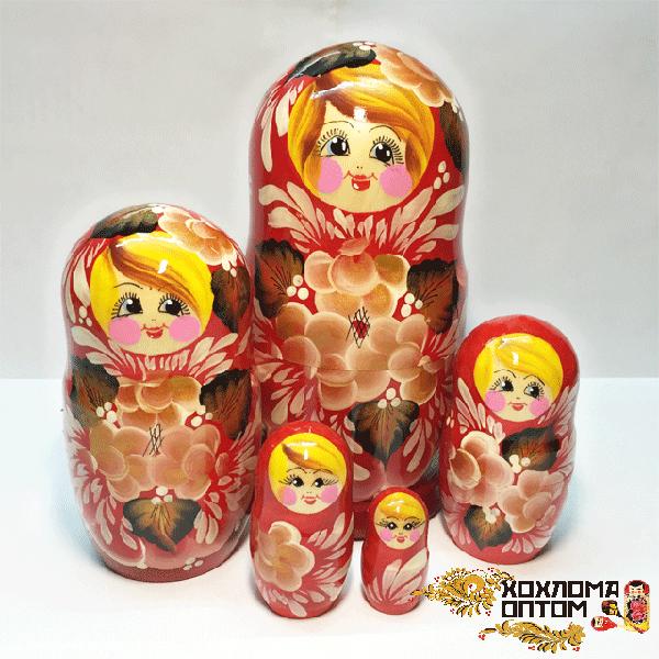 LHM10154 РњР°С‚СЂРµС€РєР° "РљСЂР°СЃРЅС‹Р№ Р±СѓРєРµС‚" 5 РєСѓРєРѕР»СЊРЅР°СЏ, РҐРѕС…Р»РѕРјР°