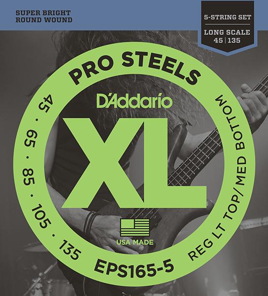 EPS165-5 ProSteels РљРѕРјРїР»РµРєС‚ СЃС‚СЂСѓРЅ РґР»СЏ 5-СЃС‚СЂСѓРЅРЅРѕР№ Р±Р°СЃ-РіРёС‚Р°СЂС‹, Custom Light, 45-135, D'Addario