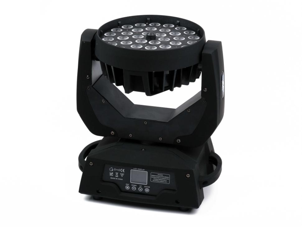 ML36W РњРѕС‚РѕСЂРёР·РёСЂРѕРІР°РЅРЅР°СЏ СЃРІРµС‚РѕРІР°СЏ "РіРѕР»РѕРІР°" Wash Zoom, 36С…10Р’С‚ RGBW, Bi Ray