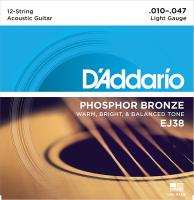EJ38 Phosphor Bronze РљРѕРјРїР»РµРєС‚ СЃС‚СЂСѓРЅ РґР»СЏ Р°РєСѓСЃС‚РёС‡РµСЃРєРѕР№ 12-СЃС‚СЂСѓРЅРЅРѕР№ РіРёС‚Р°СЂС‹, Light, 10-47, D'Addario