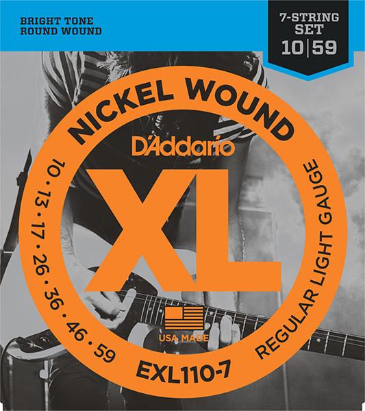 EXL110-7 XL NICKEL WOUND РЎС‚СЂСѓРЅС‹ РґР»СЏ 7-СЃС‚СЂСѓРЅРЅРѕР№ СЌР»РµРєС‚СЂРѕРіРёС‚Р°СЂС‹ Regular Light 7-string 10-59 D`Addario