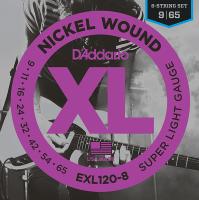 EXL120-8 Nickel Wound РљРѕРјРїР»РµРєС‚ СЃС‚СЂСѓРЅ РґР»СЏ 8-СЃС‚СЂСѓРЅРЅРѕР№ СЌР»РµРєС‚СЂРѕРіРёС‚Р°СЂС‹, Super Light, 9-65, D'Addario