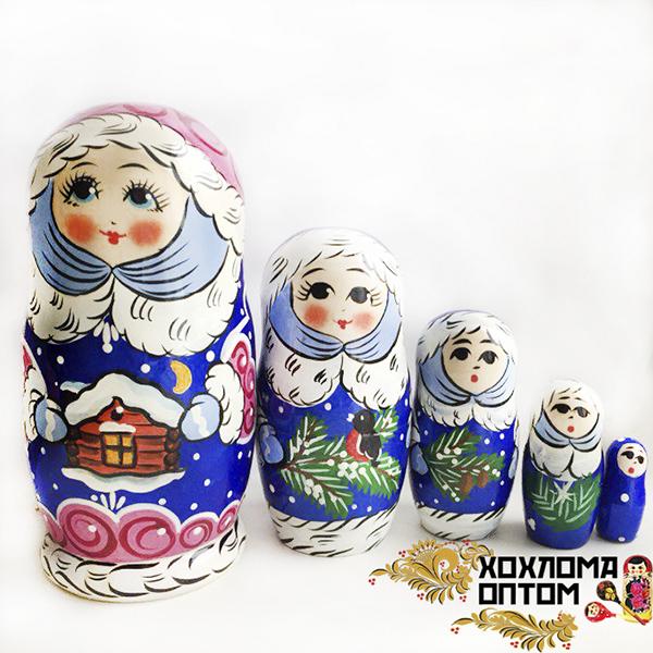 LHM10180 РњР°С‚СЂРµС€РєР° РЅРѕРІРѕРіРѕРґРЅСЏСЏ "РЎРЅРµРіСѓСЂРѕС‡РєР°" 5 РєСѓРєРѕР»СЊРЅР°СЏ, РҐРѕС…Р»РѕРјР°