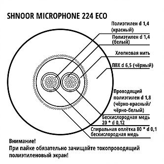 224BLK-ECO-100m РљР°Р±РµР»СЊ РјРёРєСЂРѕС„РѕРЅРЅС‹Р№ СЃРёРјРјРµС‚СЂРёС‡РЅС‹Р№, 2x0.12РјРј, d6, 100Рј, SHNOOR