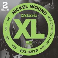 EXL165TP Nickel Wound РЎС‚СЂСѓРЅС‹ РґР»СЏ Р±Р°СЃ-РіРёС‚Р°СЂС‹, Custom Light, 45-105, 2 РєРѕРјРїР»РµРєС‚Р°, Long, D'Addario