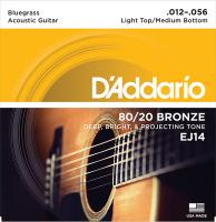 EJ14 Bronze 80/20 РЎС‚СЂСѓРЅС‹ РґР»СЏ Р°РєСѓСЃС‚РёС‡РµСЃРєРѕР№ РіРёС‚Р°СЂС‹, 12-56, Light Top/Medium Bottom/Bluegrass D'Addario