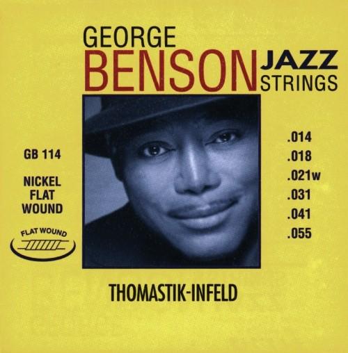 GB114 George Benson Jazz РљРѕРјРїР»РµРєС‚ СЃС‚СЂСѓРЅ РґР»СЏ Р°РєСѓСЃС‚РёС‡РµСЃРєРѕР№ РіРёС‚Р°СЂС‹, РїР»РѕСЃРєР°СЏ РѕРїР»РµС‚РєР°, 14-55, Thomastik
