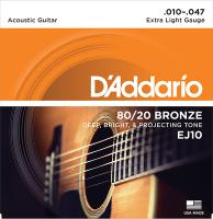EJ10 BRONZE 80/20 РЎС‚СЂСѓРЅС‹ РґР»СЏ Р°РєСѓСЃС‚РёС‡РµСЃРєРѕР№ РіРёС‚Р°СЂС‹ Р±СЂРѕРЅР·Р° Extra Light 10-47 D`Addario