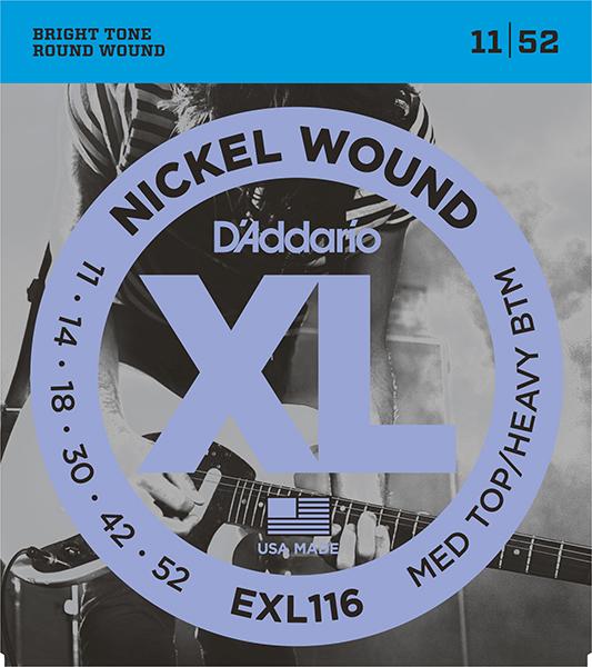 EXL116 XL NICKEL WOUND РЎС‚СЂСѓРЅС‹ РґР»СЏ СЌР»РµРєС‚СЂРѕРіРёС‚Р°СЂС‹ Meduim Top/Heavy Bottom 11-52 D`Addario