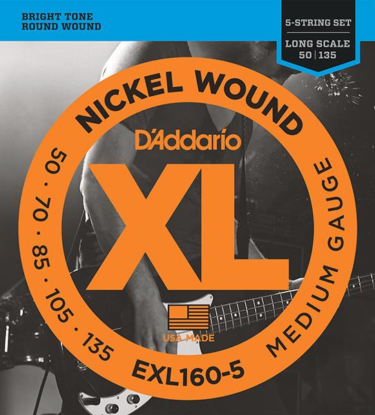 EXL160-5 XL NICKEL WOUND РЎС‚СЂСѓРЅС‹ РґР»СЏ 5-СЃС‚СЂСѓРЅРЅРѕР№ Р±Р°СЃ-РіРёС‚Р°СЂС‹ 5-string Long Medium 50-135 D`Addario