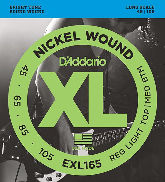 EXL165 XL NICKEL WOUND РЎС‚СЂСѓРЅС‹ РґР»СЏ Р±Р°СЃ-РіРёС‚Р°СЂС‹ Long Regular Ligth Top Medium Bottom 45-105 D`Addario