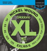 EXL165-5 XL NICKEL WOUND РЎС‚СЂСѓРЅС‹ РґР»СЏ 5-СЃС‚СЂСѓРЅРЅРѕР№ Р±Р°СЃ-РіРёС‚Р°СЂС‹ 5-string Long RLTMB 45-135 D`Addario