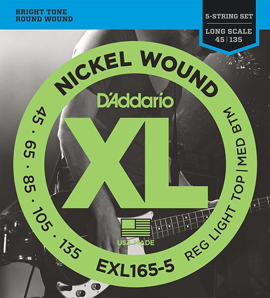 EXL165-5 XL NICKEL WOUND РЎС‚СЂСѓРЅС‹ РґР»СЏ 5-СЃС‚СЂСѓРЅРЅРѕР№ Р±Р°СЃ-РіРёС‚Р°СЂС‹ 5-string Long RLTMB 45-135 D`Addario