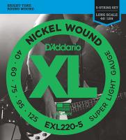 EXL220-5 Nickel Wound РљРѕРјРїР»РµРєС‚ СЃС‚СЂСѓРЅ РґР»СЏ 5-СЃС‚СЂСѓРЅРЅРѕР№ Р±Р°СЃ-РіРёС‚Р°СЂС‹, Super Light, 40-125, D'Addario