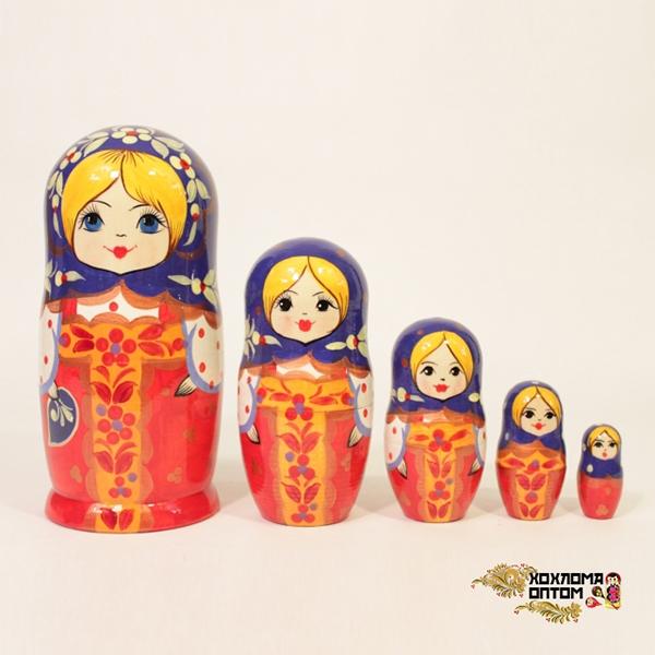LHM10125 РњР°С‚СЂРµС€РєР° "РљСЂР°СЃРЅС‹Р№ СЃР°СЂР°С„Р°РЅ" 5 РєСѓРєРѕР»СЊРЅР°СЏ, РҐРѕС…Р»РѕРјР°