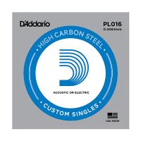 PL016 Plain Steel РћС‚РґРµР»СЊРЅР°СЏ СЃС‚СЂСѓРЅР° Р±РµР· РѕР±РјРѕС‚РєРё, СЃС‚Р°Р»СЊ, .016, D'Addario