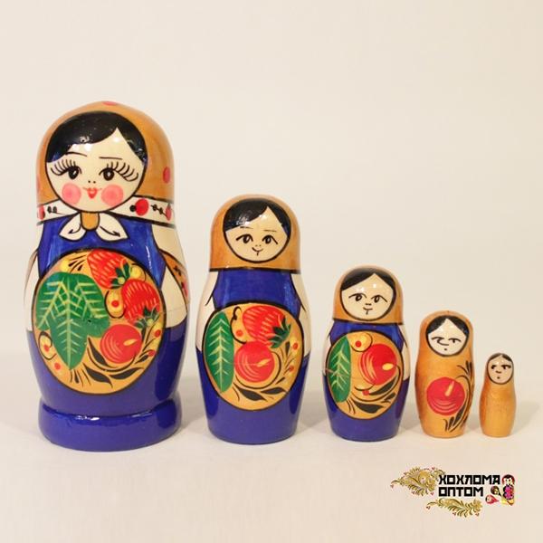 LHM10145 РњР°С‚СЂРµС€РєР° "РҐРѕС…Р»РѕРјР° СЃРёРЅСЏСЏ" 5 РєСѓРєРѕР»СЊРЅР°СЏ, РҐРѕС…Р»РѕРјР°